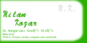 milan kozar business card